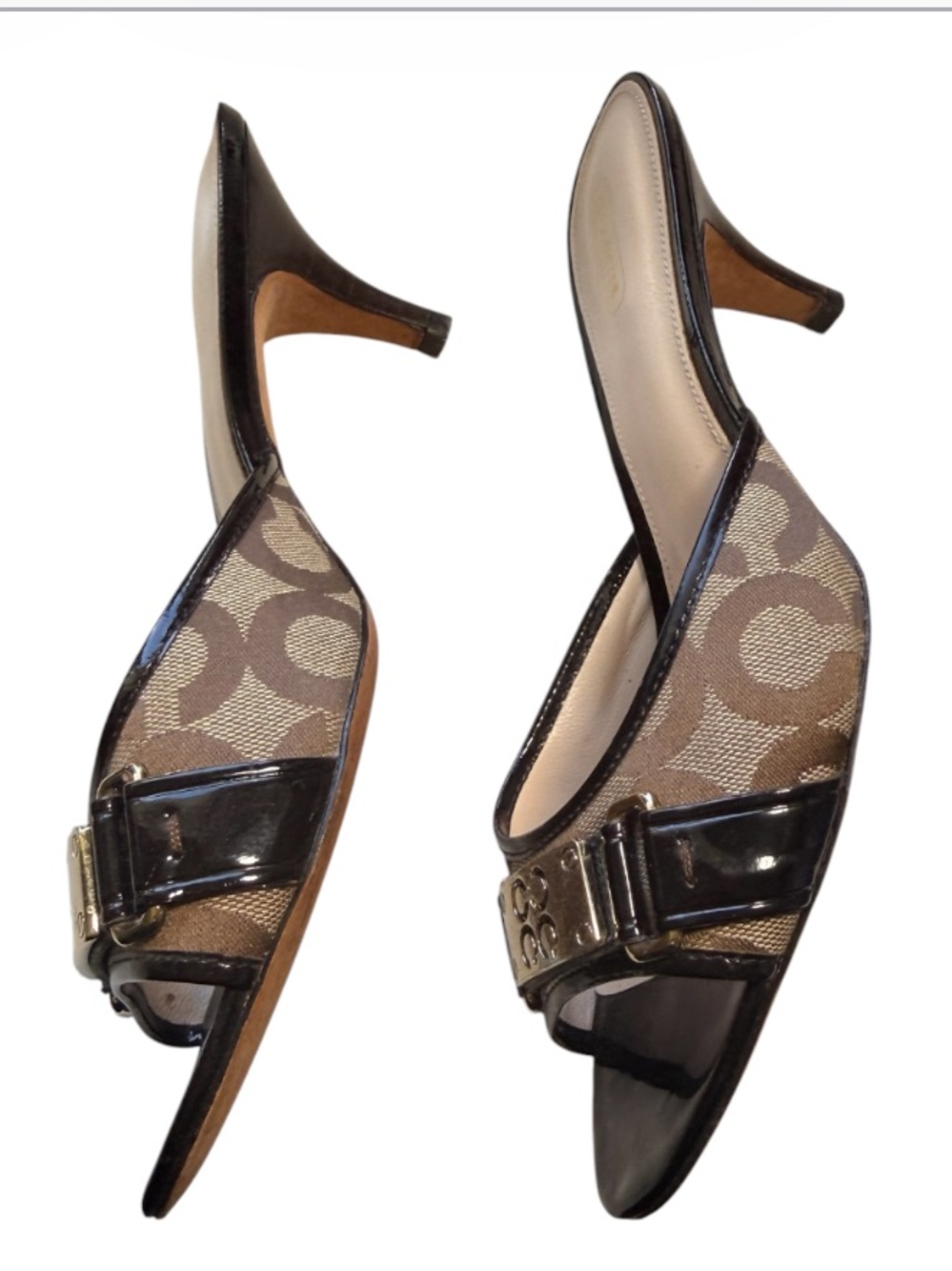 Coach Isla Signature Kitten Heel Slides Sandals size 9.5B - Picture 2 of 12